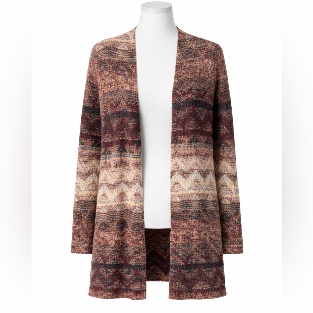 United States Multi Color Chevron Open Front Cardigan Sweater Sz. Large - Picture 2 of 12